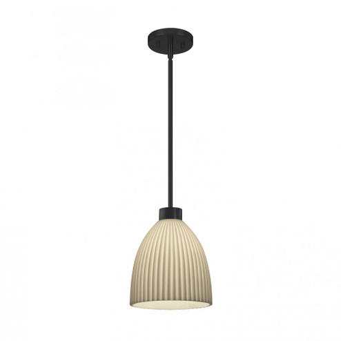 1-Light Large Tapered Cylinder Curved Pendant (254|PNA-8814-18-PLET-MBLK-RIGID)