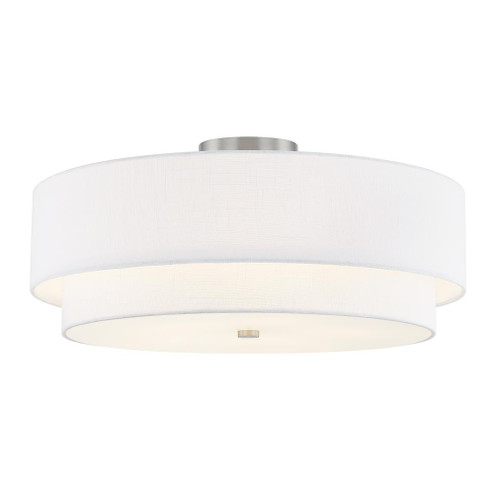 Classic 22'' Tiered Drum Semi-Flush (254|FAB-9775-WHTE-NCKL)
