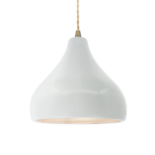 Medium Droplet 1-Light Pendant (254|CER-6563-WHT-ABRS-BEIG-TWST-LED1-700)