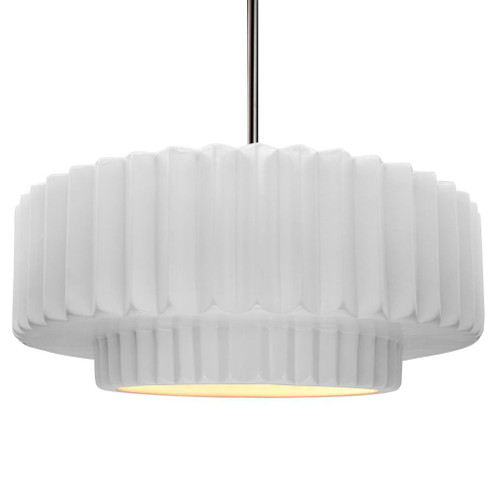 Large Tier Pleated 1-Light Pendant (254|CER-6555-WHT-NCKL-RIGID-LED1-700)