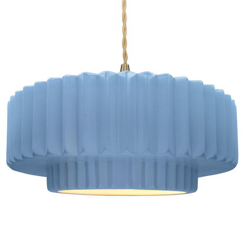 Large Tier Pleated 1-Light Pendant (254|CER-6555-SKBL-BRSS-BEIG-TWST-LED1-700)