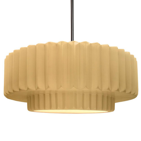 Large Tier Pleated 1-Light Pendant (254|CER-6555-MYLW-NCKL-RIGID-LED1-700)