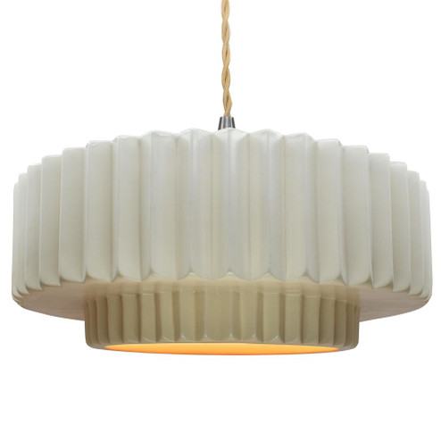 Large Tier Pleated 1-Light Pendant (254|CER-6555-MTGD-NCKL-BEIG-TWST-LED1-700)