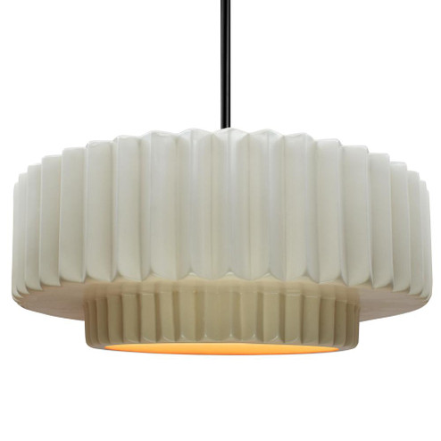 Large Tier Pleated 1-Light Pendant (254|CER-6555-MTGD-MBLK-RIGID-LED1-700)