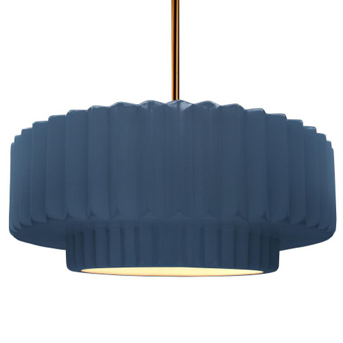 Large Tier Pleated 1-Light Pendant (254|CER-6555-MID-BRSS-RIGID-LED1-700)