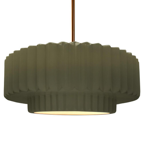 Large Tier Pleated 1-Light Pendant (254|CER-6555-MGRN-BRSS-RIGID-LED1-700)