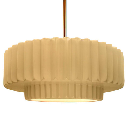 Large Tier Pleated 1-Light Pendant (254|CER-6555-MYLW-BRSS-RIGID)
