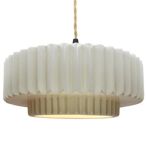 Large Tier Pleated 1-Light Pendant (254|CER-6555-MAT-MBLK-BEIG-TWST-LED1-700)