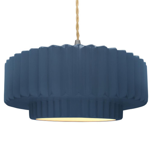Large Tier Pleated 1-Light Pendant (254|CER-6555-MDMT-NCKL-BEIG-TWST)