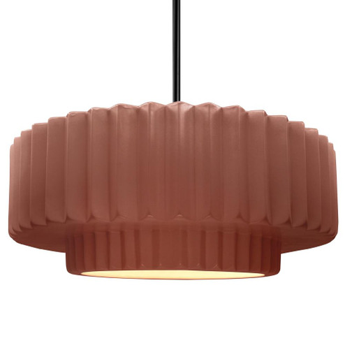 Large Tier Pleated 1-Light Pendant (254|CER-6555-CLAY-MBLK-RIGID-LED1-700)