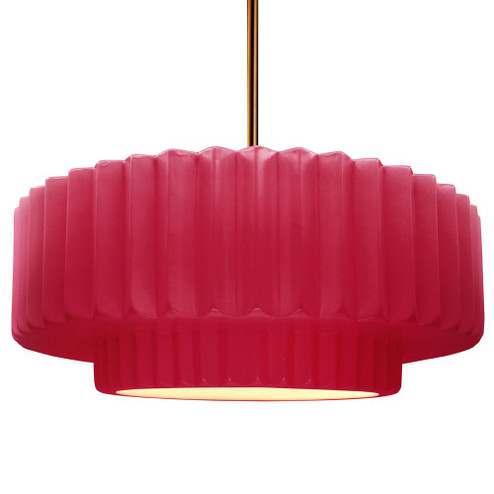Large Tier Pleated 1-Light Pendant (254|CER-6555-CRSE-BRSS-RIGID)