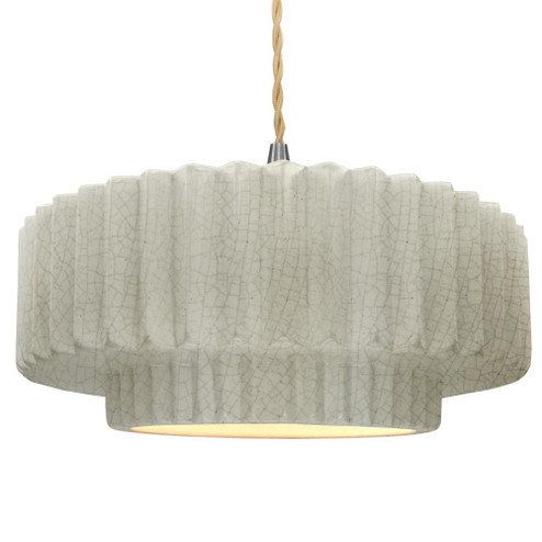 Large Tier Pleated 1-Light Pendant (254|CER-6555-CRK-NCKL-BEIG-TWST)