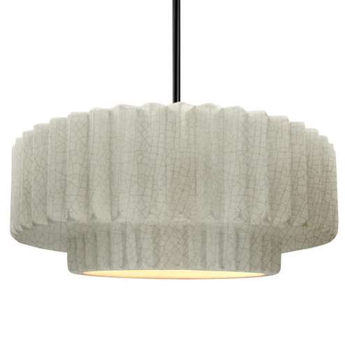 Large Tier Pleated 1-Light Pendant (254|CER-6555-CRK-MBLK-RIGID)