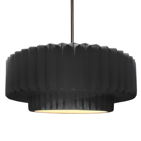 Large Tier Pleated 1-Light Pendant (254|CER-6555-BLK-NCKL-RIGID-LED1-700)