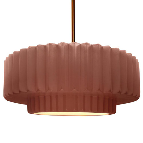 Large Tier Pleated 1-Light Pendant (254|CER-6555-CLAY-BRSS-RIGID)
