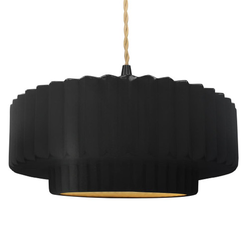 Large Tier Pleated 1-Light Pendant (254|CER-6555-CBGD-MBLK-BEIG-TWST)