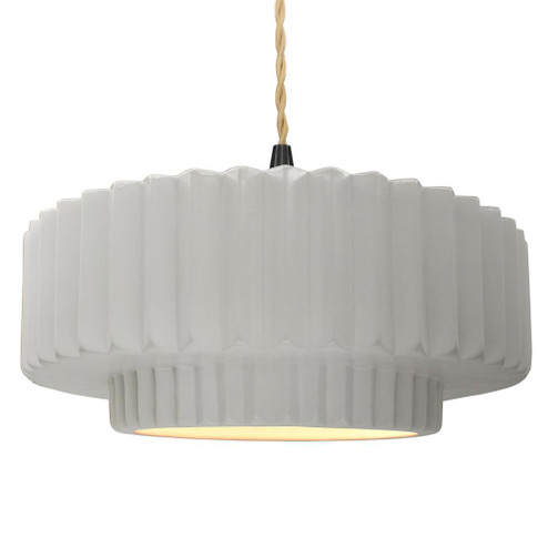 Large Tier Pleated 1-Light Pendant (254|CER-6555-BIS-MBLK-BEIG-TWST-LED1-700)