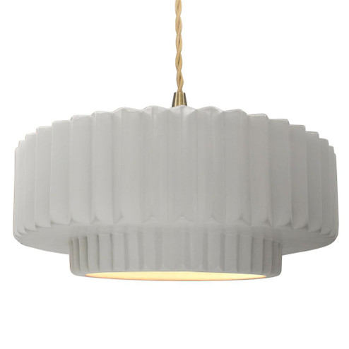 Large Tier Pleated 1-Light Pendant (254|CER-6555-BIS-BRSS-BEIG-TWST-LED1-700)