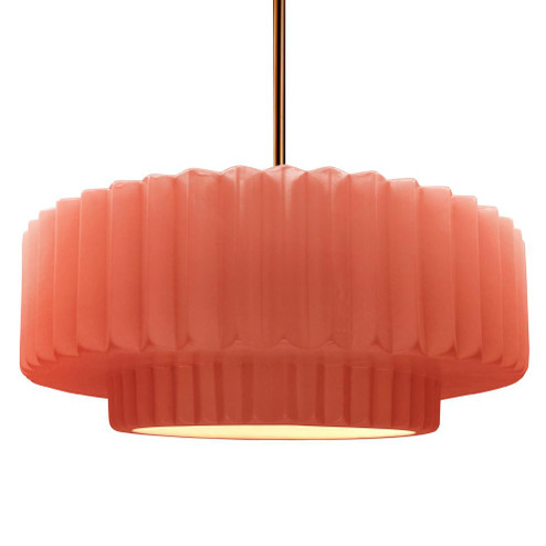 Large Tier Pleated 1-Light Pendant (254|CER-6555-BSH-BRSS-RIGID)
