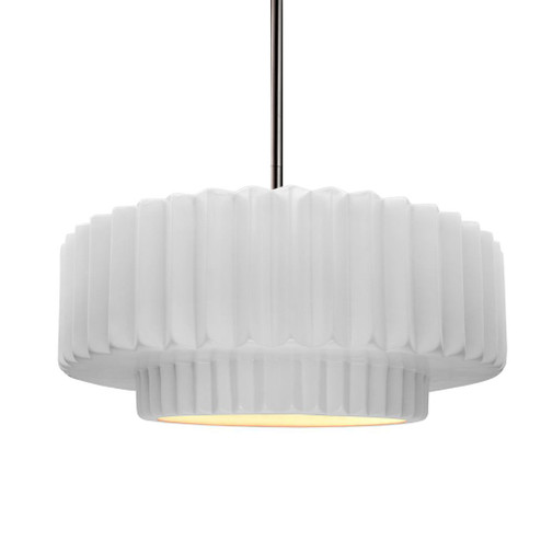 Medium Tier Pleated 1-Light Pendant (254|CER-6553-WHT-NCKL-RIGID-LED1-700)