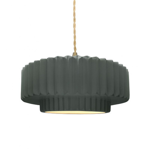 Medium Tier Pleated 1-Light Pendant (254|CER-6553-PWGN-BRSS-BEIG-TWST-LED1-700)