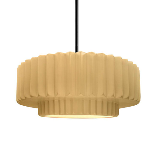 Medium Tier Pleated 1-Light Pendant (254|CER-6553-MYLW-MBLK-RIGID-LED1-700)