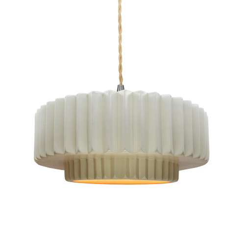 Medium Tier Pleated 1-Light Pendant (254|CER-6553-MTGD-NCKL-BEIG-TWST-LED1-700)
