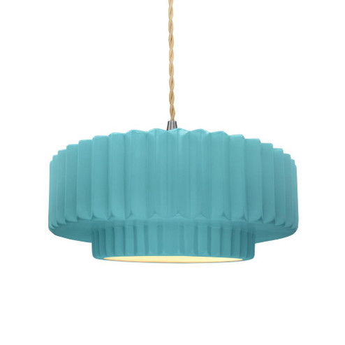 Medium Tier Pleated 1-Light Pendant (254|CER-6553-RFPL-NCKL-BEIG-TWST)