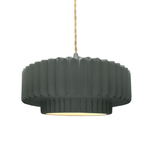 Medium Tier Pleated 1-Light Pendant (254|CER-6553-PWGN-NCKL-BEIG-TWST)