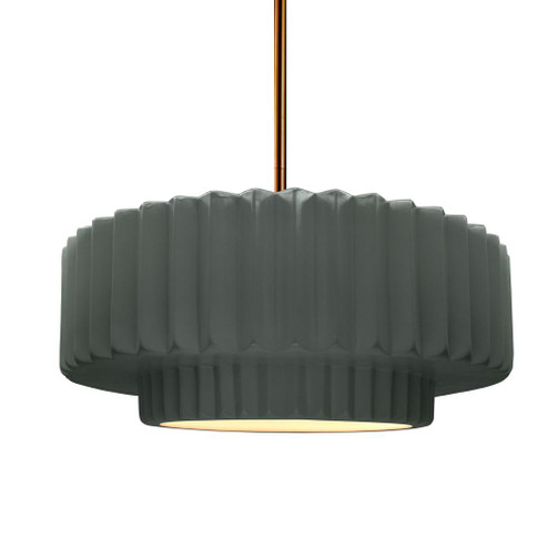 Medium Tier Pleated 1-Light Pendant (254|CER-6553-PWGN-BRSS-RIGID)