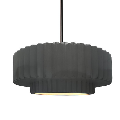 Medium Tier Pleated 1-Light Pendant (254|CER-6553-GRY-NCKL-RIGID-LED1-700)