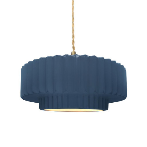 Medium Tier Pleated 1-Light Pendant (254|CER-6553-MID-BRSS-BEIG-TWST)