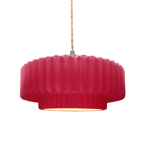 Medium Tier Pleated 1-Light Pendant (254|CER-6553-CRSE-NCKL-BEIG-TWST-LED1-700)