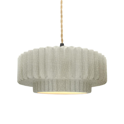 Medium Tier Pleated LED Pendant (254|CER-6553-CRK-MBLK-BEIG-TWST-LED1-700)
