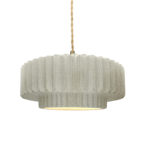 Medium Tier Pleated LED Pendant (254|CER-6553-CRK-BRSS-BEIG-TWST-LED1-700)
