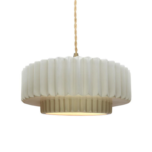 Medium Tier Pleated 1-Light Pendant (254|CER-6553-MAT-BRSS-BEIG-TWST)