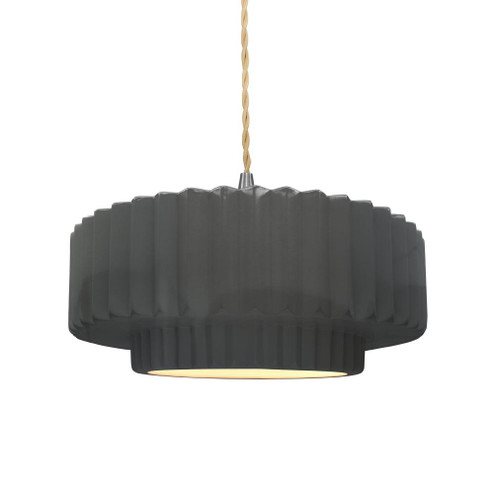 Medium Tier Pleated 1-Light Pendant (254|CER-6553-GRY-NCKL-BEIG-TWST)