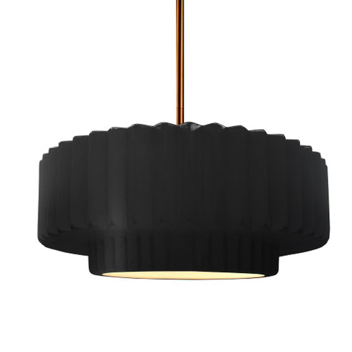 Medium Tier Pleated 1-Light Pendant (254|CER-6553-CRB-BRSS-RIGID-LED1-700)