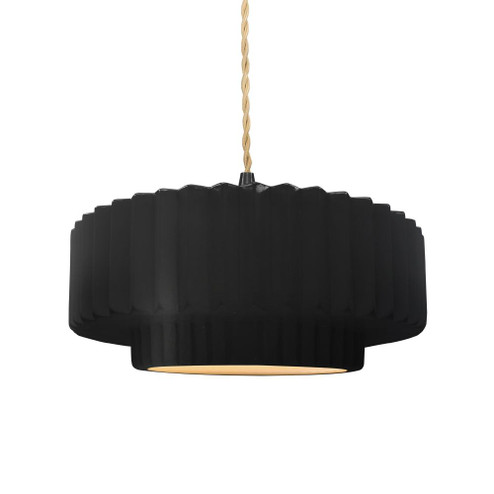 Medium Tier Pleated 1-Light Pendant (254|CER-6553-CBGD-MBLK-BEIG-TWST-LED1-700)