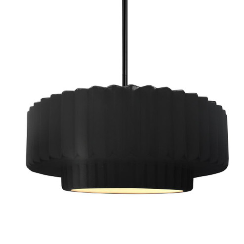 Medium Tier Pleated 1-Light Pendant (254|CER-6553-CRB-MBLK-RIGID)