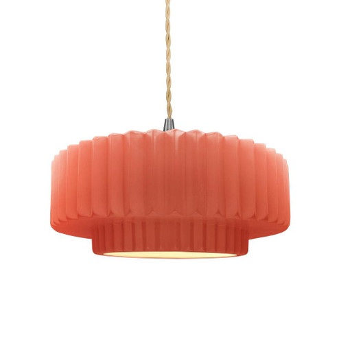 Medium Tier Pleated 1-Light Pendant (254|CER-6553-BSH-NCKL-BEIG-TWST-LED1-700)