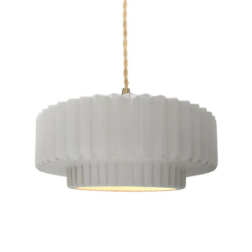 Medium Tier Pleated 1-Light Pendant (254|CER-6553-BIS-BRSS-BEIG-TWST-LED1-700)