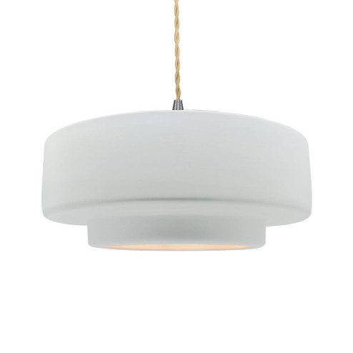 Large Tier 1-Light Pendant (254|CER-6545-WHT-NCKL-BEIG-TWST)