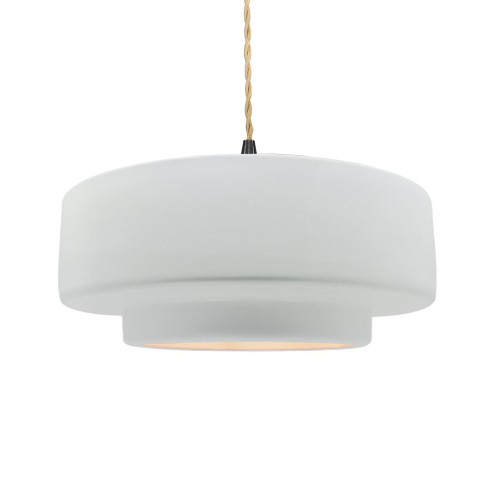 Large Tier 1-Light Pendant (254|CER-6545-WHT-MBLK-BEIG-TWST)