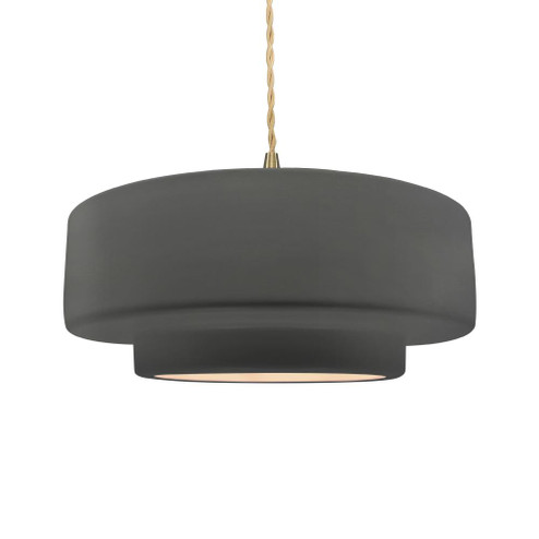 Large Tier 1-Light Pendant (254|CER-6545-GRY-BRSS-BEIG-TWST-LED1-700)