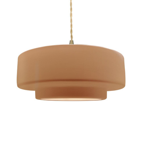 Large Tier 1-Light Pendant (254|CER-6545-ADOB-BRSS-BEIG-TWST-LED1-700)