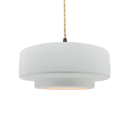 Medium Tier 1-Light Pendant (254|CER-6543-WTWT-MBLK-BEIG-TWST-LED1-700)