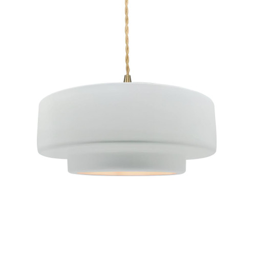 Medium Tier 1-Light Pendant (254|CER-6543-WHT-BRSS-BEIG-TWST)