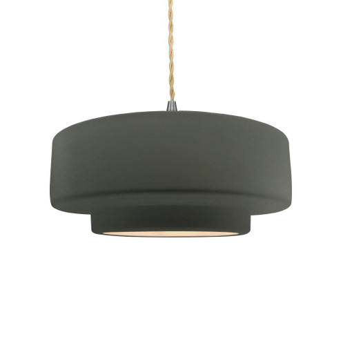 Medium Tier 1-Light Pendant (254|CER-6543-PWGN-NCKL-BEIG-TWST-LED1-700)