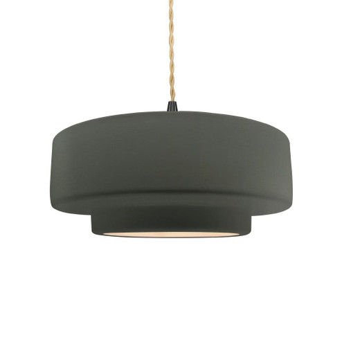 Medium Tier 1-Light Pendant (254|CER-6543-PWGN-MBLK-BEIG-TWST-LED1-700)